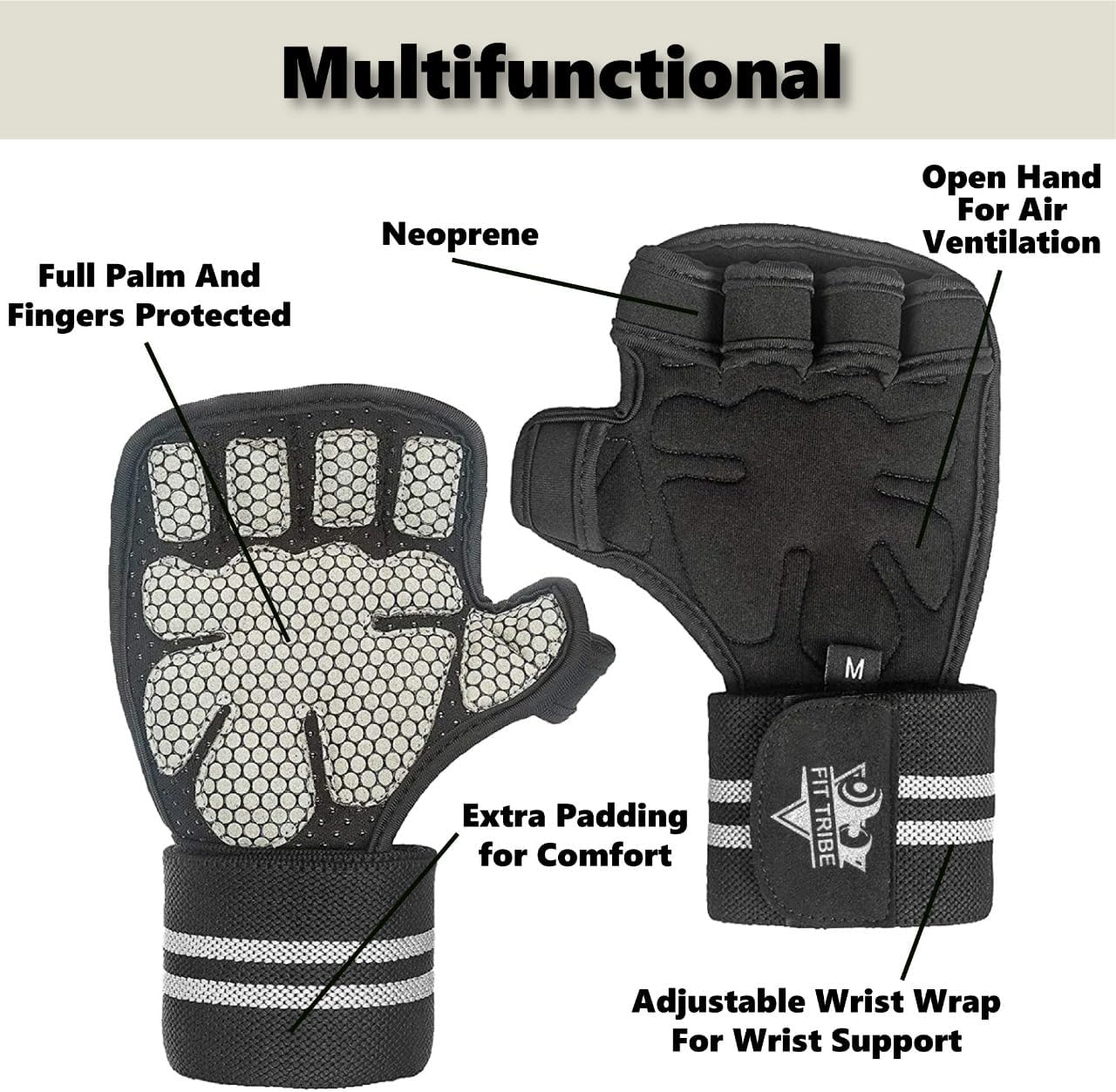 Workout & Weight Lifting Gloves, Non Slip Grip, Adjustable Wrist Support, Breathable Training Gloves for Men and Women, Lightweight Gym Gloves for Fitness and Home Workouts