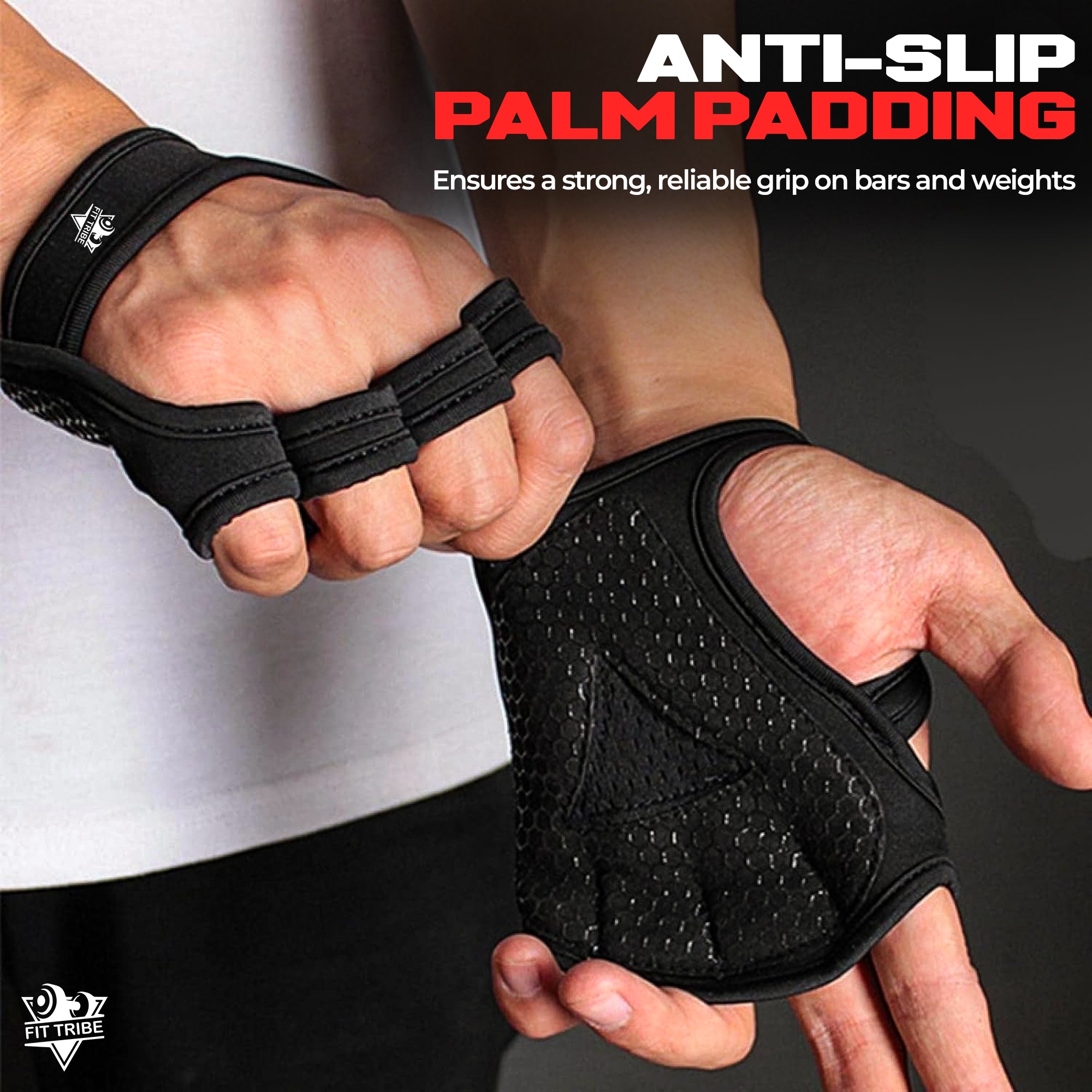 Weightlifting Gloves for Men & Women - Gym Gloves with Wrist Support, Breathable Fingerless Design & Anti-Slip Grip - Ideal for Fitness, Training, CrossFit & Home Workouts