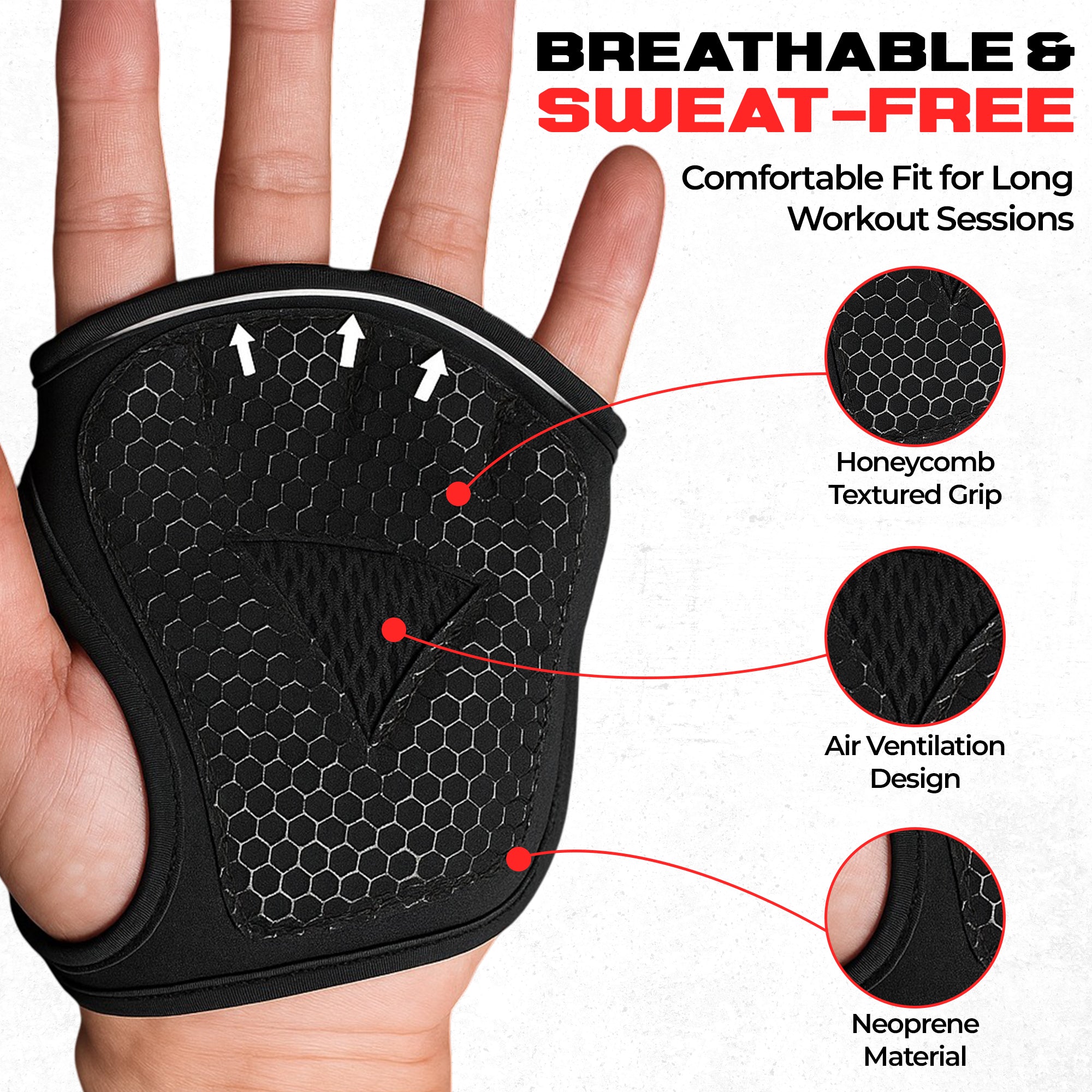 Weightlifting Gloves for Men & Women - Gym Gloves with Wrist Support, Breathable Fingerless Design & Anti-Slip Grip - Ideal for Fitness, Training, CrossFit & Home Workouts