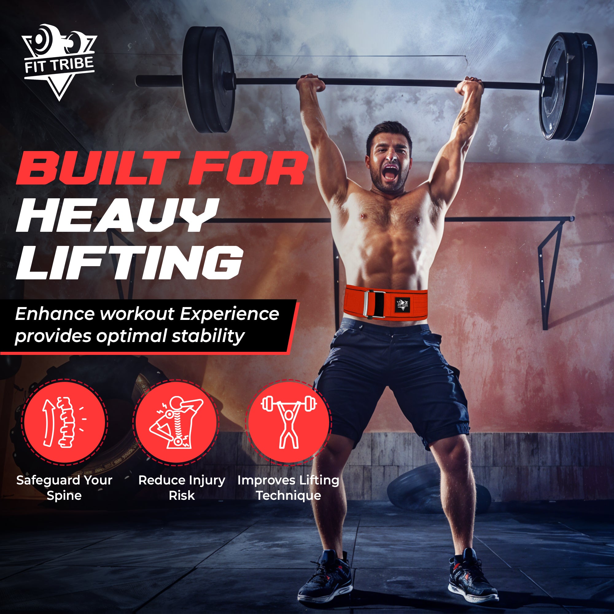Adjustable Gym Belt - Weight Lifting Belt for Men and Women - Durable Nylon Powerlifting Belt with Self Locking Mechanism for Safe Strength Training