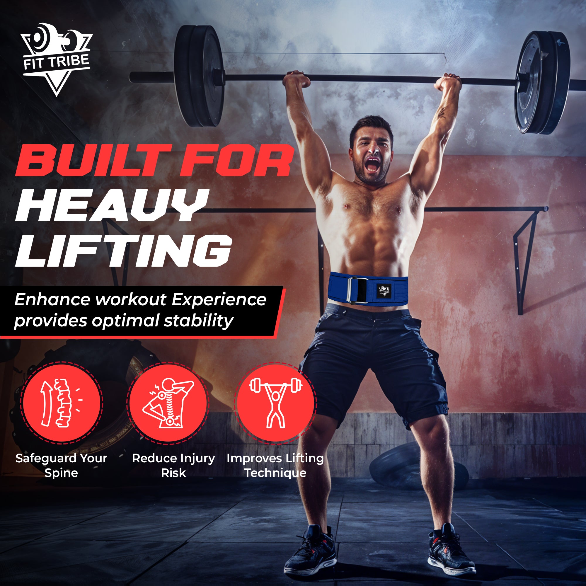Adjustable Gym Belt - Weight Lifting Belt for Men and Women - Durable Nylon Powerlifting Belt with Self Locking Mechanism for Safe Strength Training
