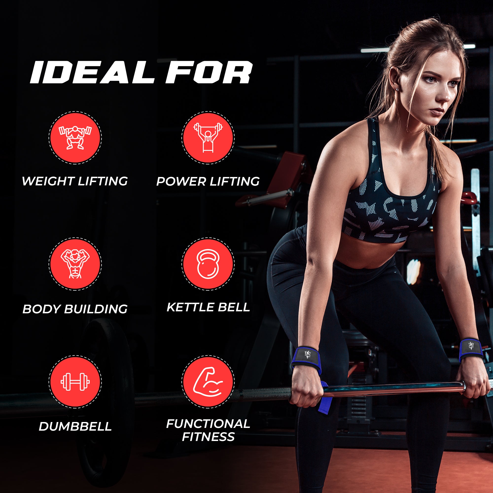 Neoprene Weight Lifting Straps for Men and Women - Adjustable Gym Wrist Support Straps for Powerlifting, Bodybuilding, Deadlifts, Shrugs, Rows - Durable Strength Training Accessories
