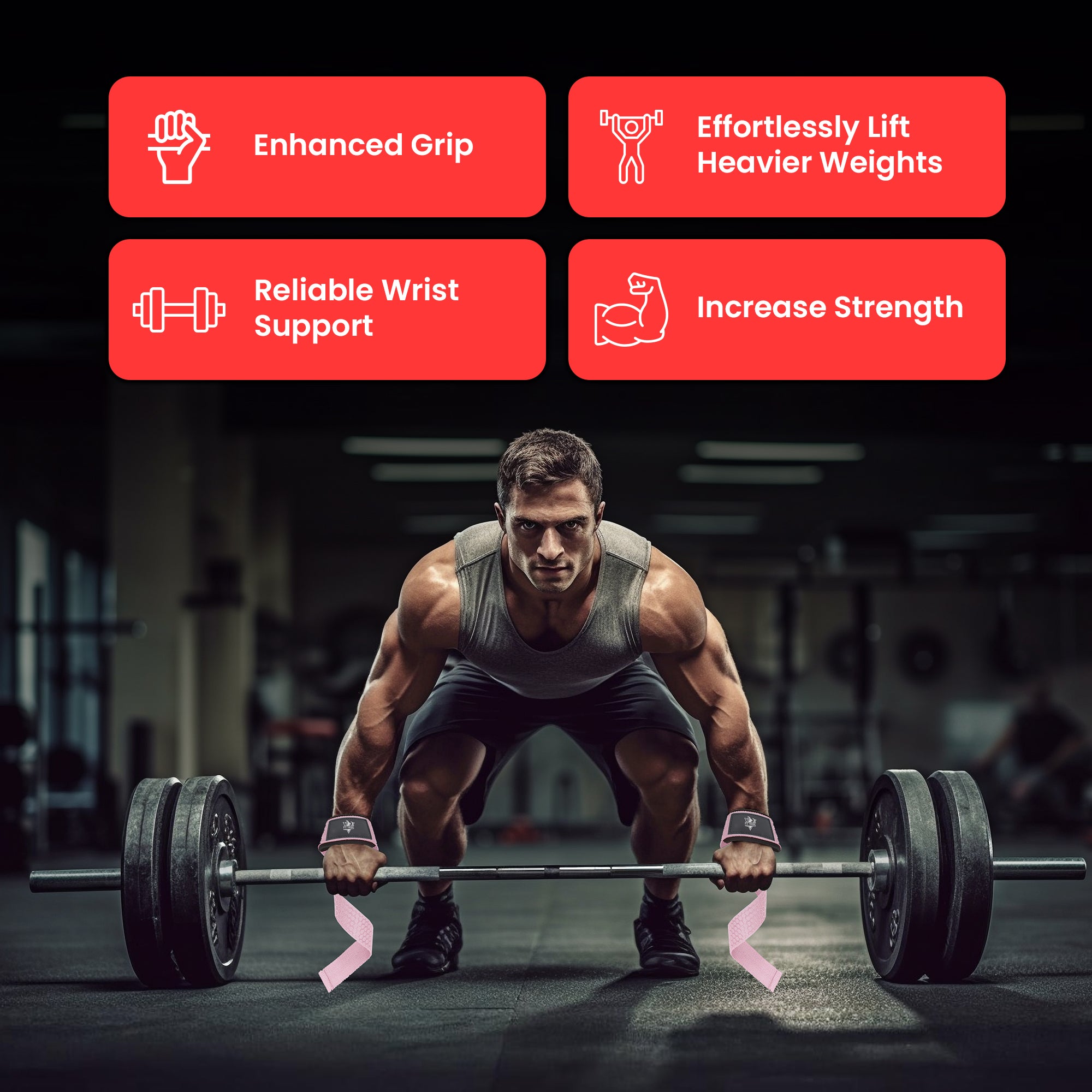 Neoprene Weight Lifting Straps for Men and Women - Adjustable Gym Wrist Support Straps for Powerlifting, Bodybuilding, Deadlifts, Shrugs, Rows - Durable Strength Training Accessories