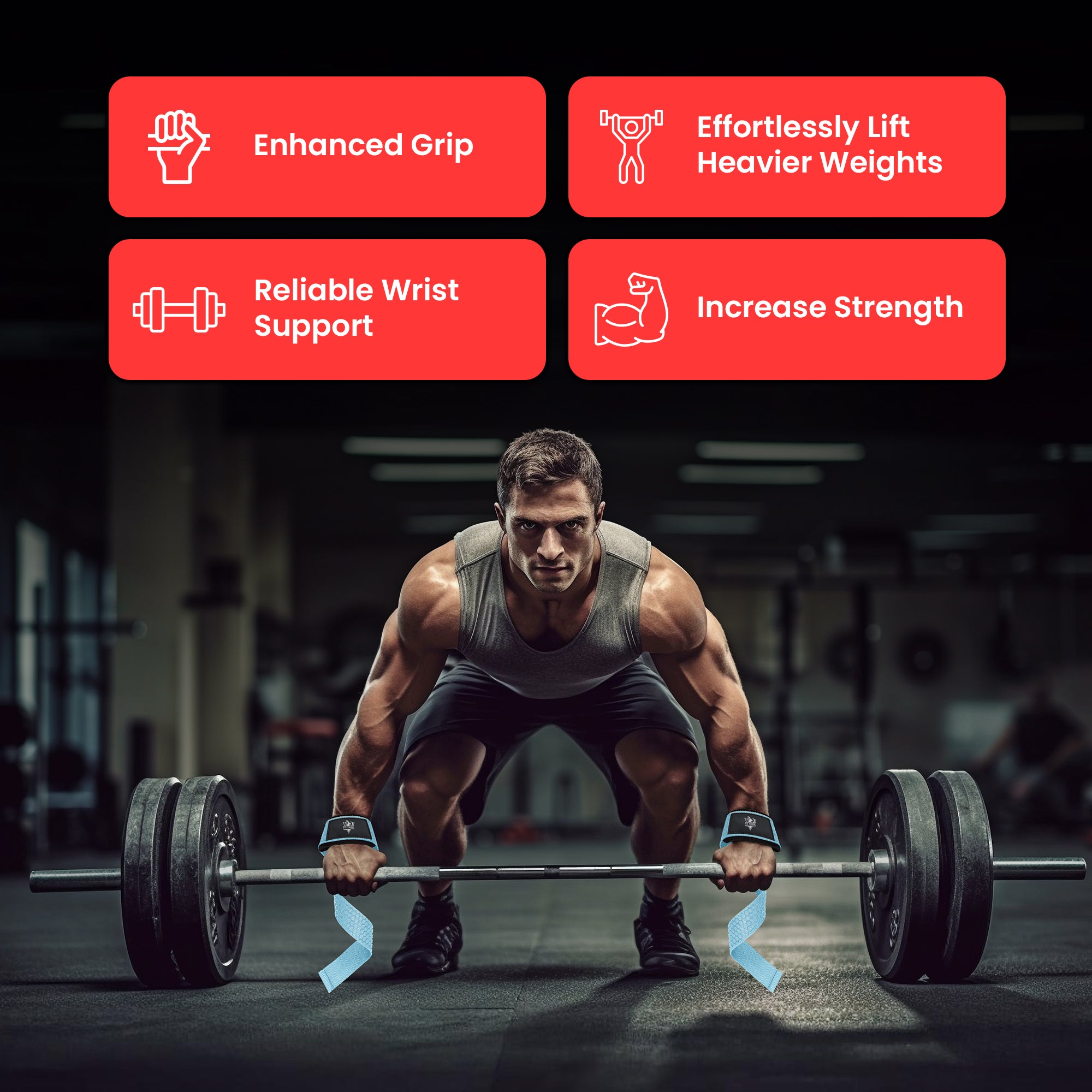 Neoprene Weight Lifting Straps for Men and Women - Adjustable Gym Wrist Support Straps for Powerlifting, Bodybuilding, Deadlifts, Shrugs, Rows - Durable Strength Training Accessories