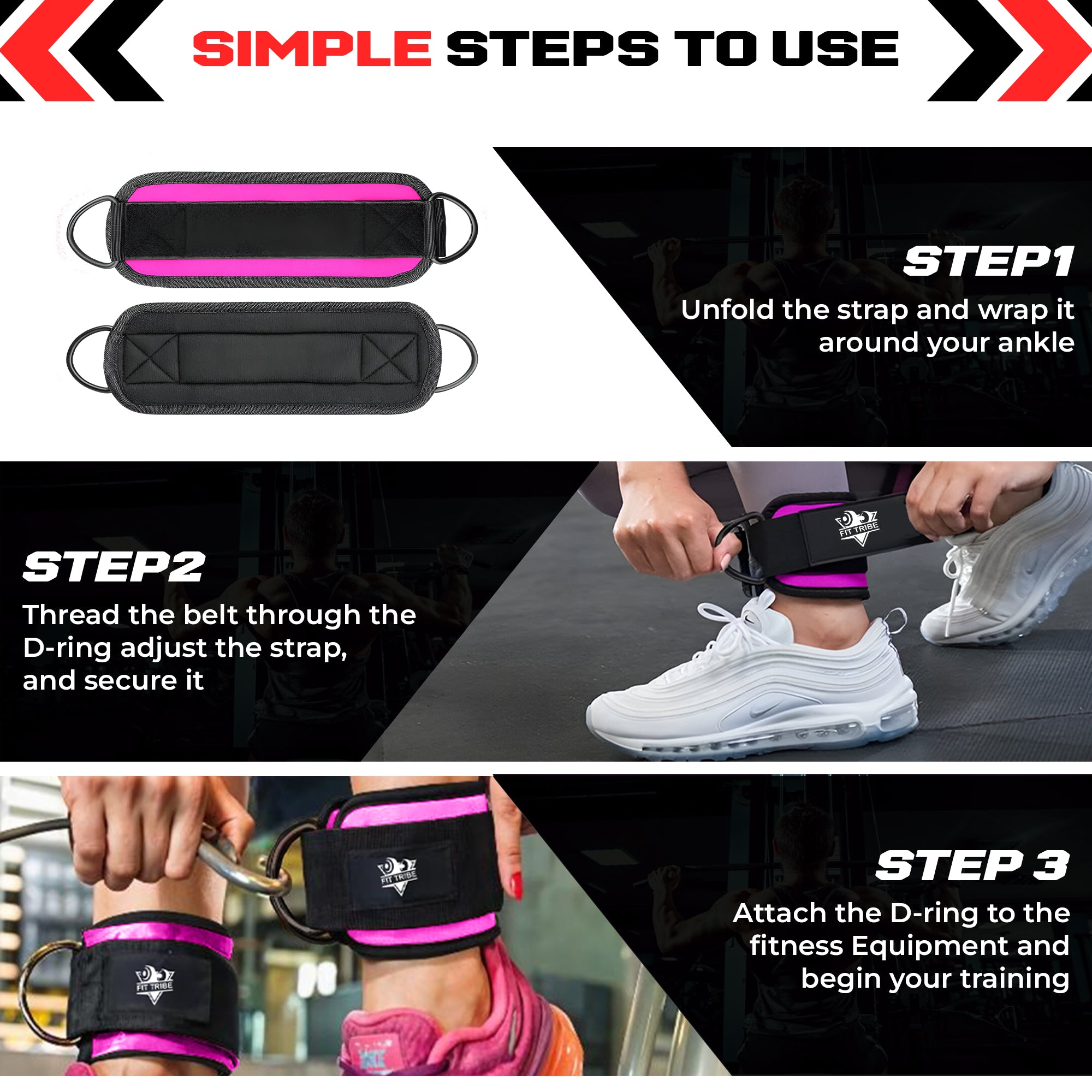 Ankle Straps for Resistance Training - Adjustable 310g Gym Straps for Cable Machines - Strengthen Glutes Hamstrings Thighs Calves - Workout Accessory for Men and Women