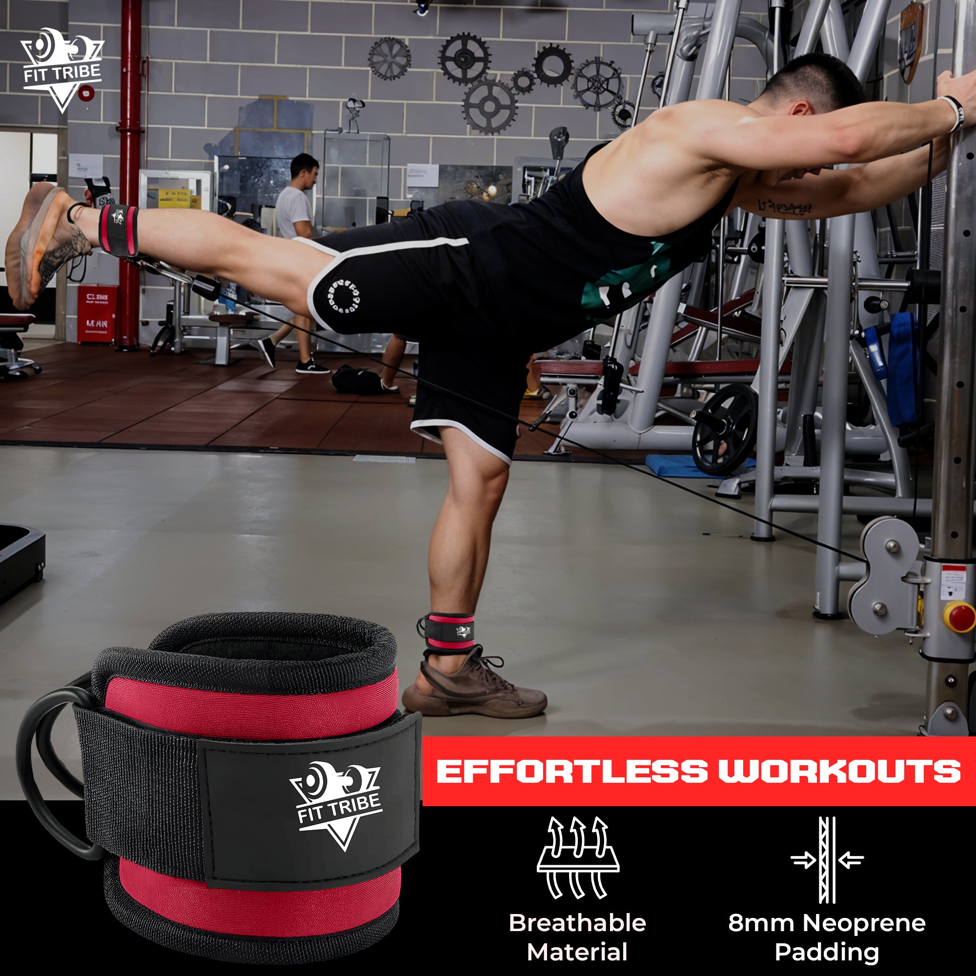 Ankle Straps for Resistance Training - Adjustable 310g Gym Straps for Cable Machines - Strengthen Glutes Hamstrings Thighs Calves - Workout Accessory for Men and Women