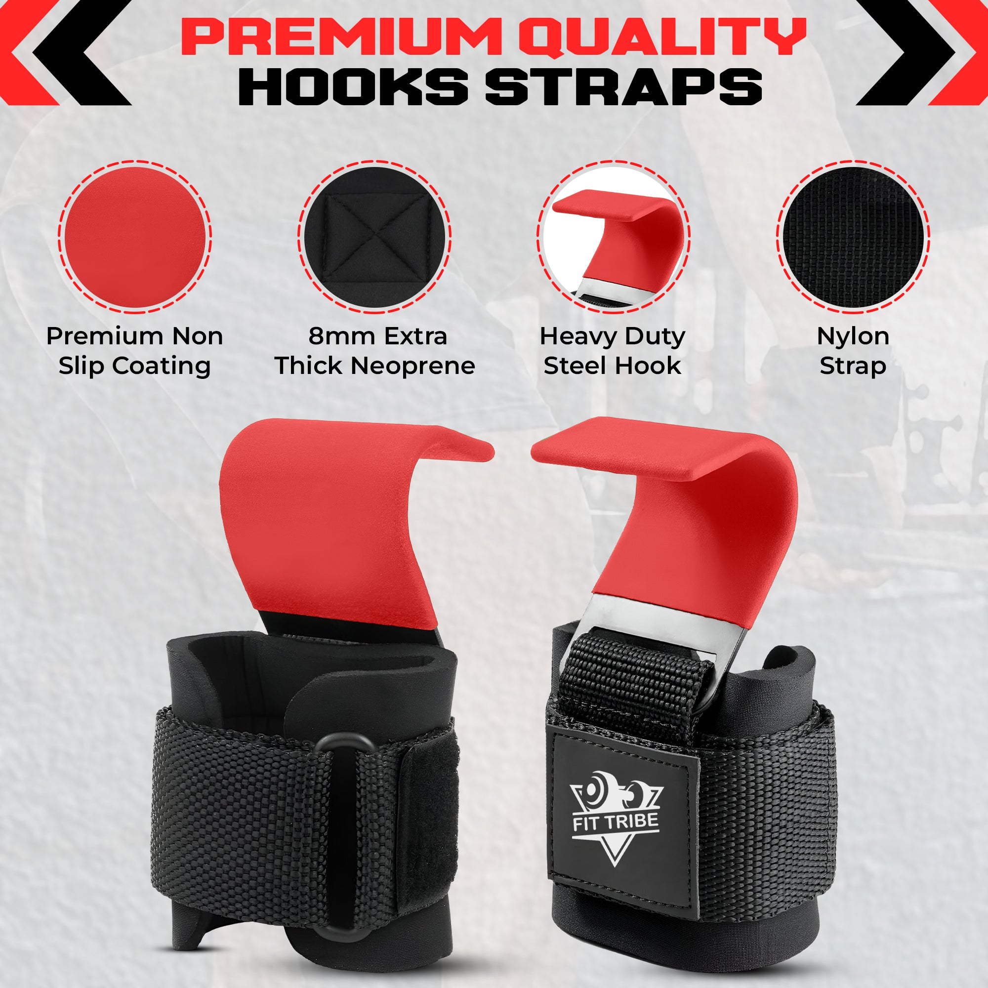 2pcs Weight Lifting Hooks - Heavy Duty Steel Gym Grips 540g with Non Slip Coating - Padded Wrist Support Straps - Perfect for Powerlifting, Deadlifts, Rows, Shrugs - Gym Accessories