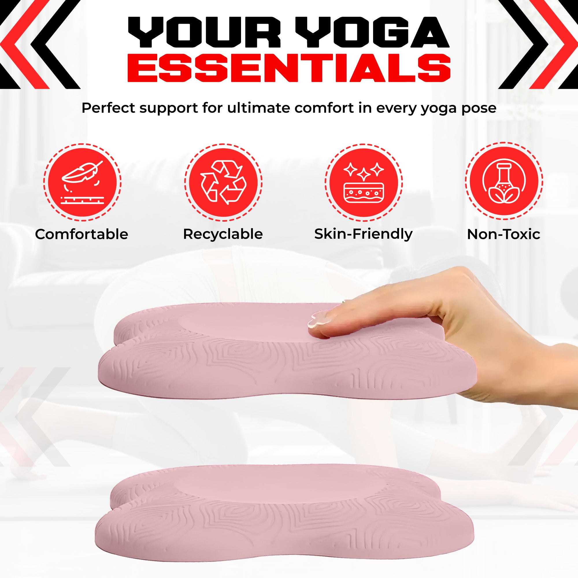 2PCS Yoga Knee Pads - Thick Foam Exercise Pads for Joint Protection - Non Slip Cushion for Knees Elbows Wrists and Hands - Lightweight Durable Workout Accessories for Pilates and Yoga