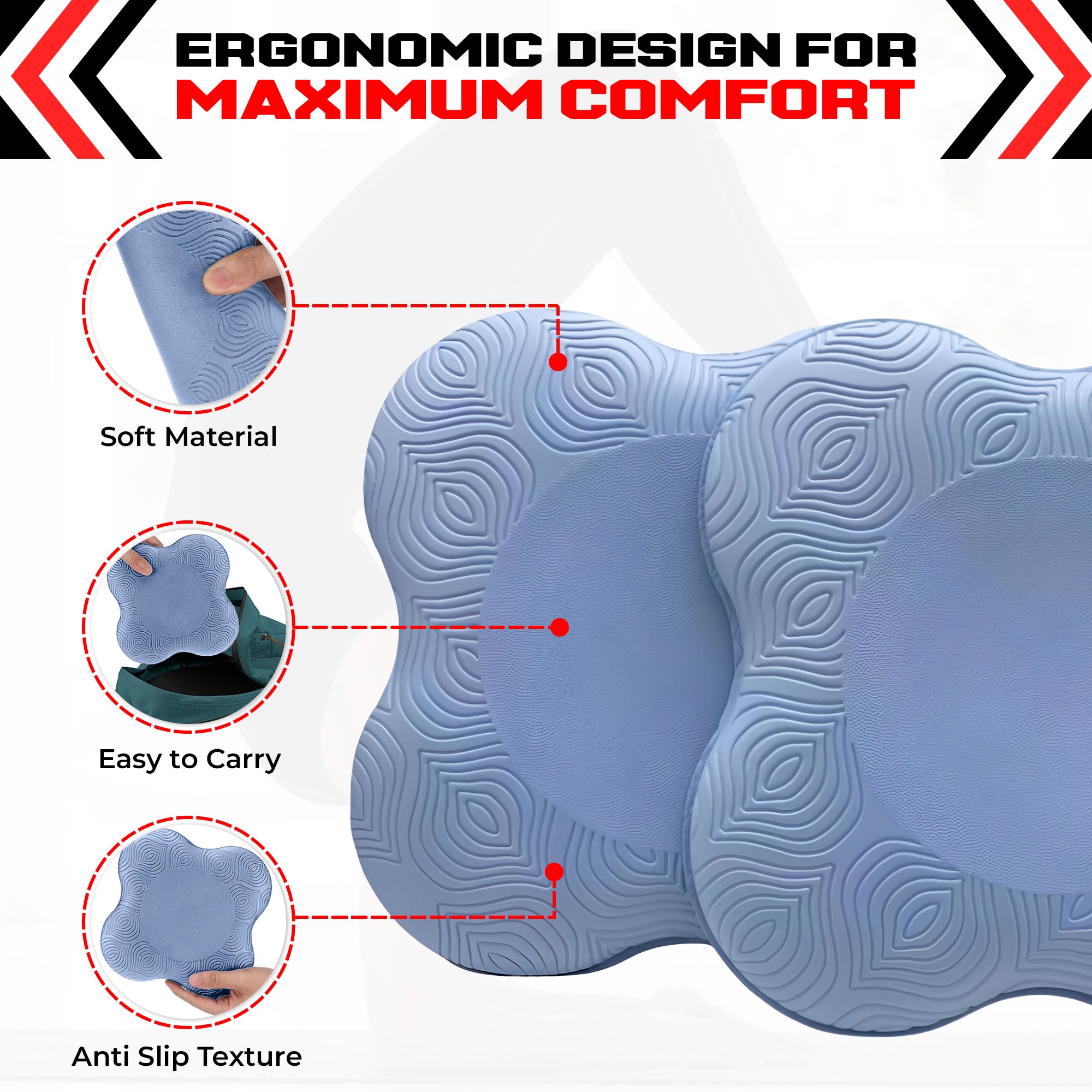 2PCS Yoga Knee Pads - Thick Foam Exercise Pads for Joint Protection - Non Slip Cushion for Knees Elbows Wrists and Hands - Lightweight Durable Workout Accessories for Pilates and Yoga