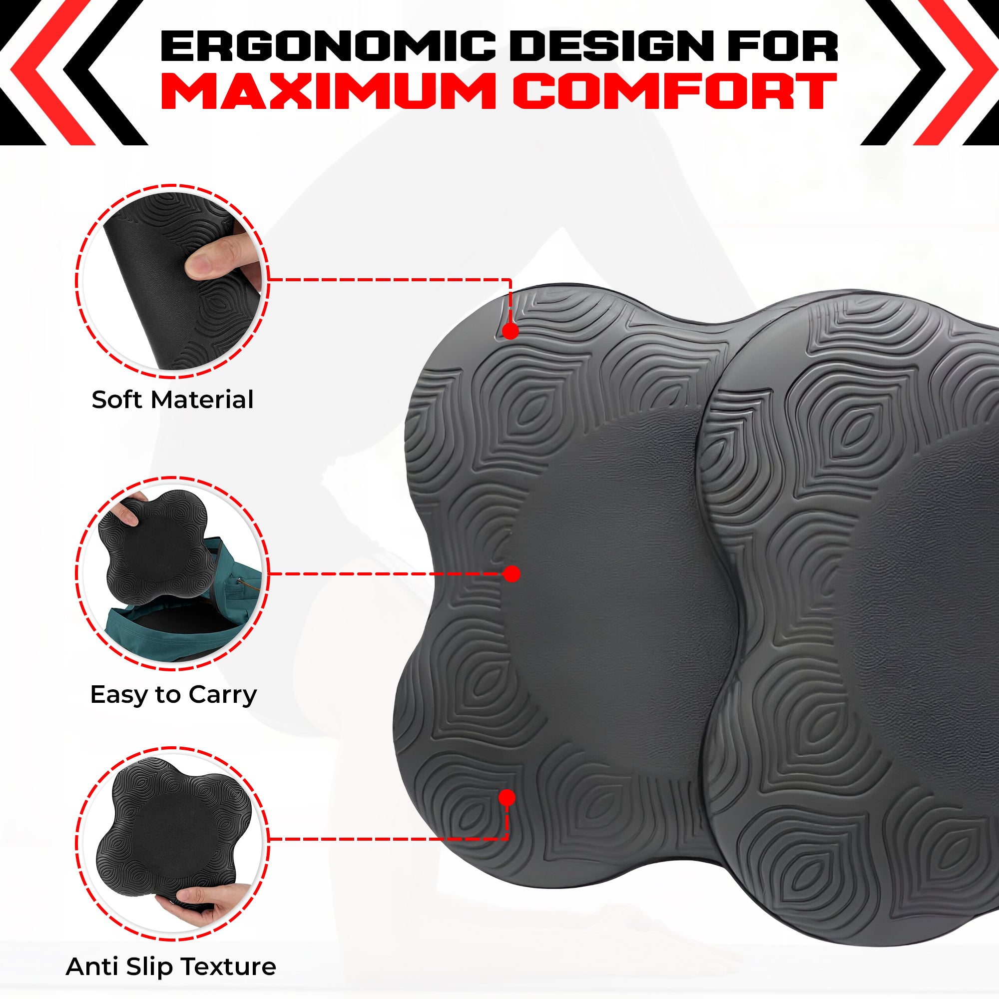 2PCS Yoga Knee Pads - Thick Foam Exercise Pads for Joint Protection - Non Slip Cushion for Knees Elbows Wrists and Hands - Lightweight Durable Workout Accessories for Pilates and Yoga