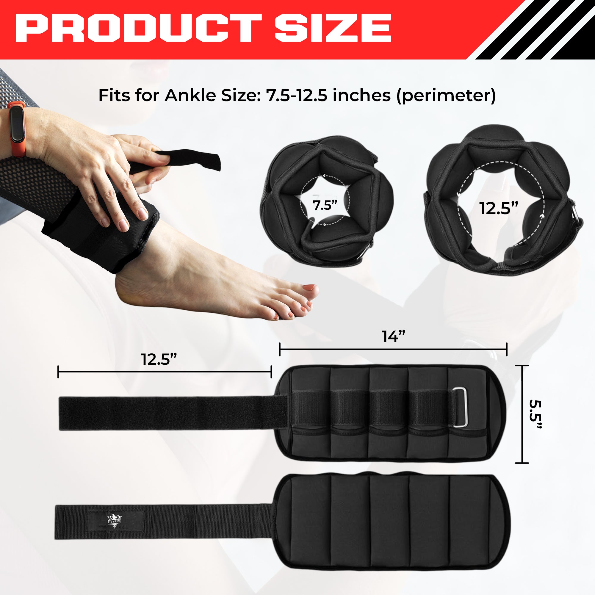 2pcs Adjustable Ankle Weights 1-5 lbs Each, 2-10 lbs Pair - Leg Weights for Strength Training, Walking, Jogging, Core Workouts - Secure, Comfortable Fit for Men & Women
