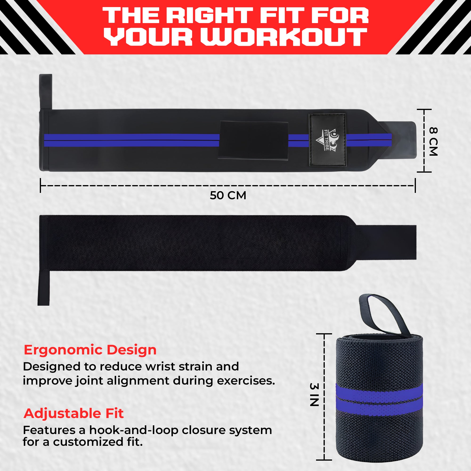 Weightlifting Wrist Wraps - Heavy Duty Wrist Straps with Thumb Loops for Powerlifting, Strength Training, Grip Support, and Gym Workouts - Durable Wrist Protection for Men and Women