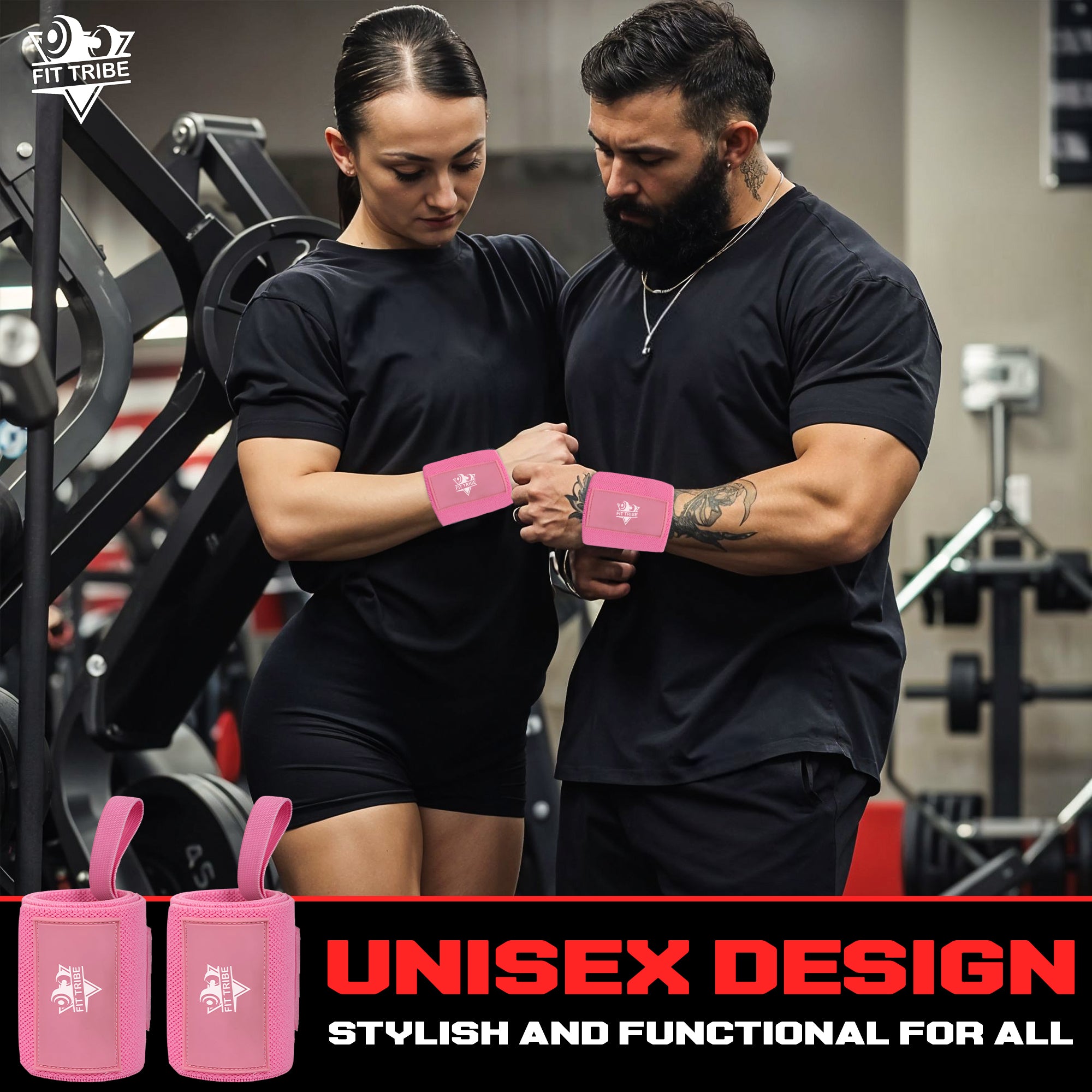Weightlifting Wrist Wraps - Heavy Duty Wrist Straps with Thumb Loops for Powerlifting, Strength Training, Grip Support, and Gym Workouts - Durable Wrist Protection for Men and Women