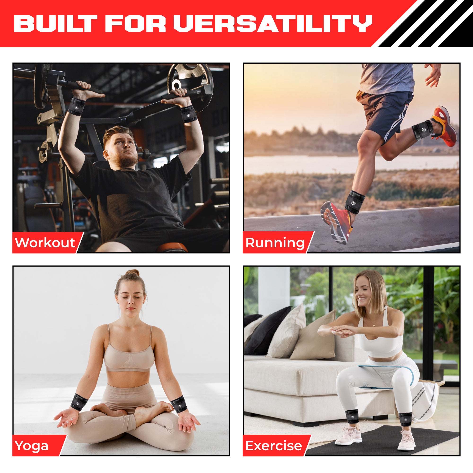 2pcs Adjustable Ankle Weights 1-5 lbs Each, 2-10 lbs Pair - Leg Weights for Strength Training, Walking, Jogging, Core Workouts - Secure, Comfortable Fit for Men & Women