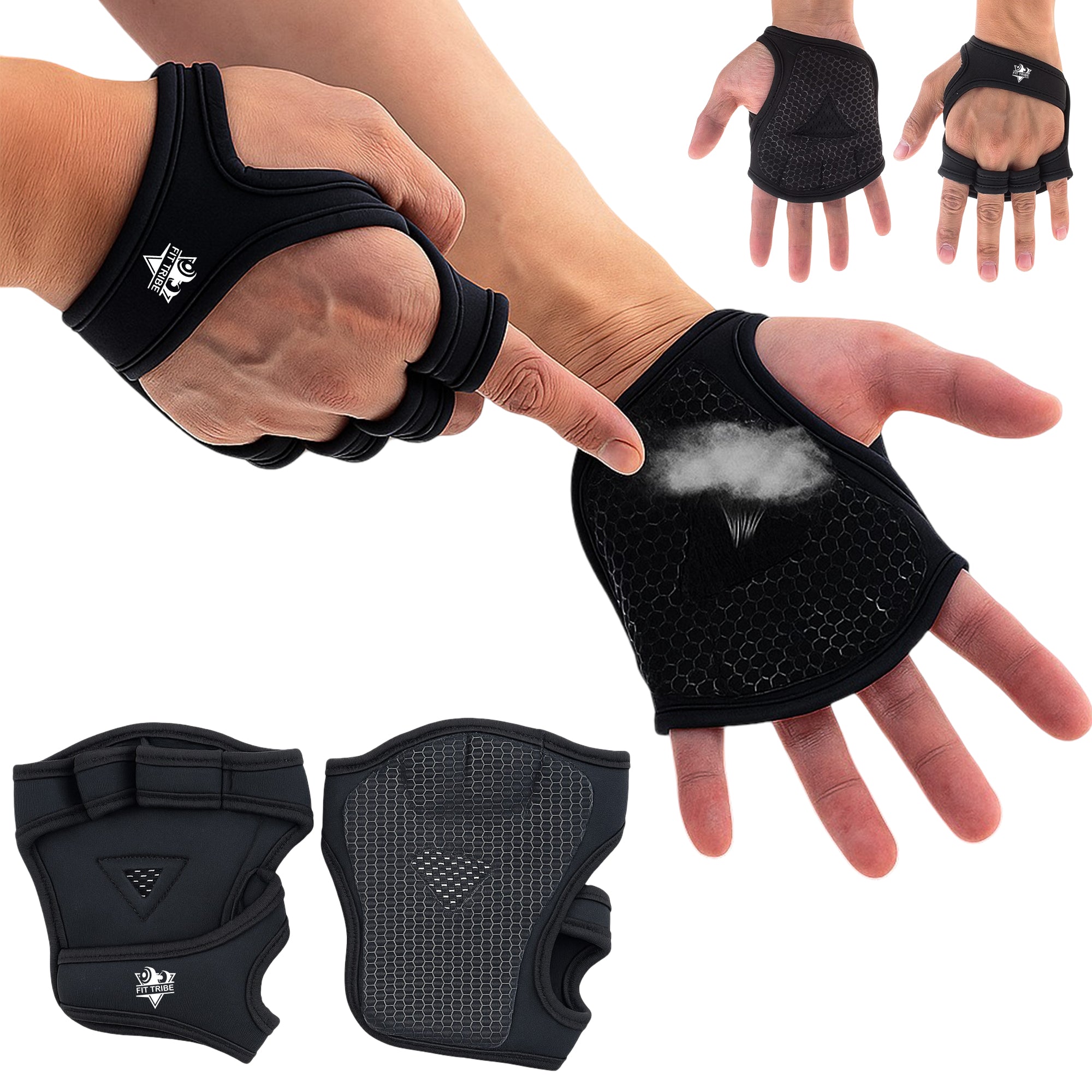 Weightlifting Gloves for Men & Women - Gym Gloves with Wrist Support, Breathable Fingerless Design & Anti-Slip Grip - Ideal for Fitness, Training, CrossFit & Home Workouts