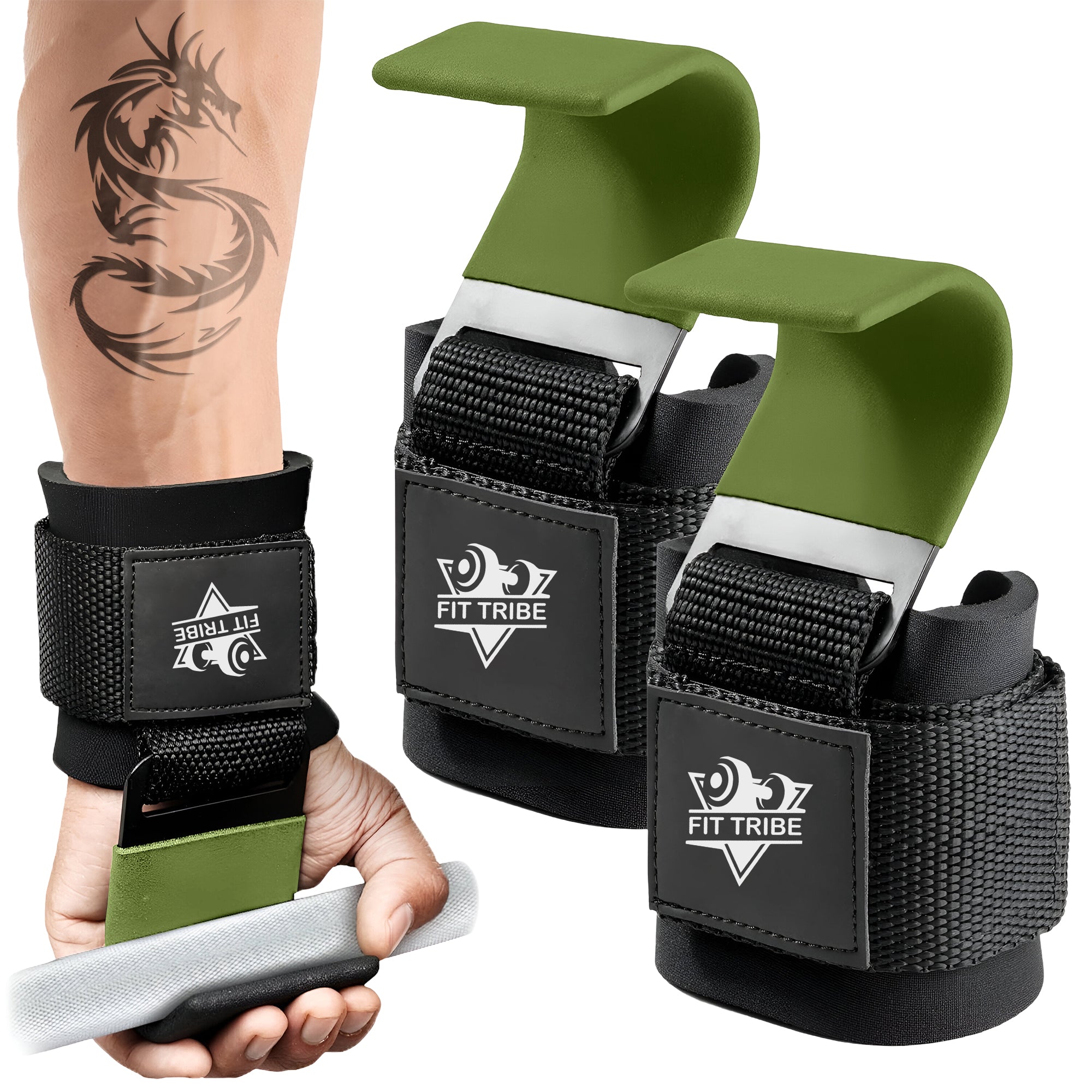 2pcs Weight Lifting Hooks - Heavy Duty Steel Gym Grips 540g with Non Slip Coating - Padded Wrist Support Straps - Perfect for Powerlifting, Deadlifts, Rows, Shrugs - Gym Accessories