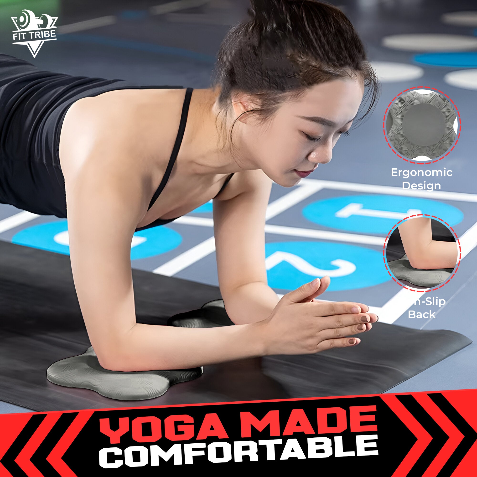 2PCS Yoga Knee Pads - Thick Foam Exercise Pads for Joint Protection - Non Slip Cushion for Knees Elbows Wrists and Hands - Lightweight Durable Workout Accessories for Pilates and Yoga