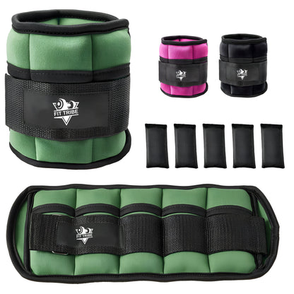 2pcs Adjustable Ankle Weights 1-5 lbs Each, 2-10 lbs Pair - Leg Weights for Strength Training, Walking, Jogging, Core Workouts - Secure, Comfortable Fit for Men & Women