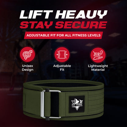 Adjustable Gym Belt - Weight Lifting Belt for Men and Women - Durable Nylon Powerlifting Belt with Self Locking Mechanism for Safe Strength Training