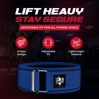 Adjustable Gym Belt - Weight Lifting Belt for Men and Women - Durable Nylon Powerlifting Belt with Self Locking Mechanism for Safe Strength Training