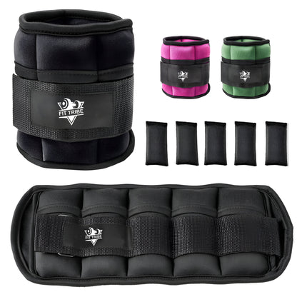 2pcs Adjustable Ankle Weights 1-5 lbs Each, 2-10 lbs Pair - Leg Weights for Strength Training, Walking, Jogging, Core Workouts - Secure, Comfortable Fit for Men & Women