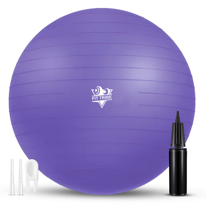Yoga Ball - Anti Burst & Slip Resistant Stability Ball with Air Pump - Ideal for Pilates, Core, Balance, & Prenatal Exercise - Supports Up to 500kg - Home & Gym Use
