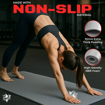 Thick Foam Yoga Mat - Non Slip Exercise Mat for Men & Women - Portable Fitness Mat for Home, Gym, Pilates & Stretching - Lightweight, Durable & Sweat Resistant with Carry Strap