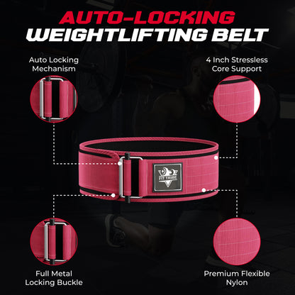 Adjustable Gym Belt - Weight Lifting Belt for Men and Women - Durable Nylon Powerlifting Belt with Self Locking Mechanism for Safe Strength Training