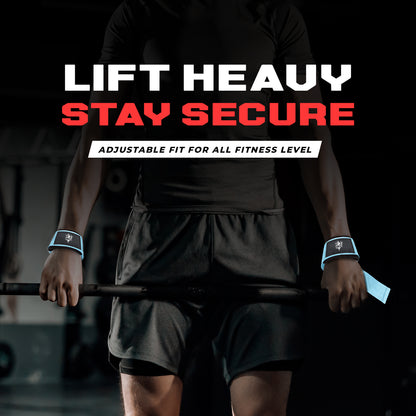 Neoprene Weight Lifting Straps for Men and Women - Adjustable Gym Wrist Support Straps for Powerlifting, Bodybuilding, Deadlifts, Shrugs, Rows - Durable Strength Training Accessories