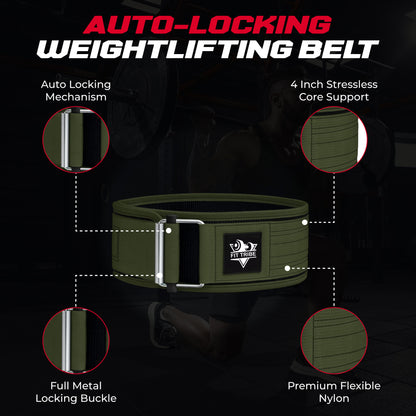 Adjustable Gym Belt - Weight Lifting Belt for Men and Women - Durable Nylon Powerlifting Belt with Self Locking Mechanism for Safe Strength Training
