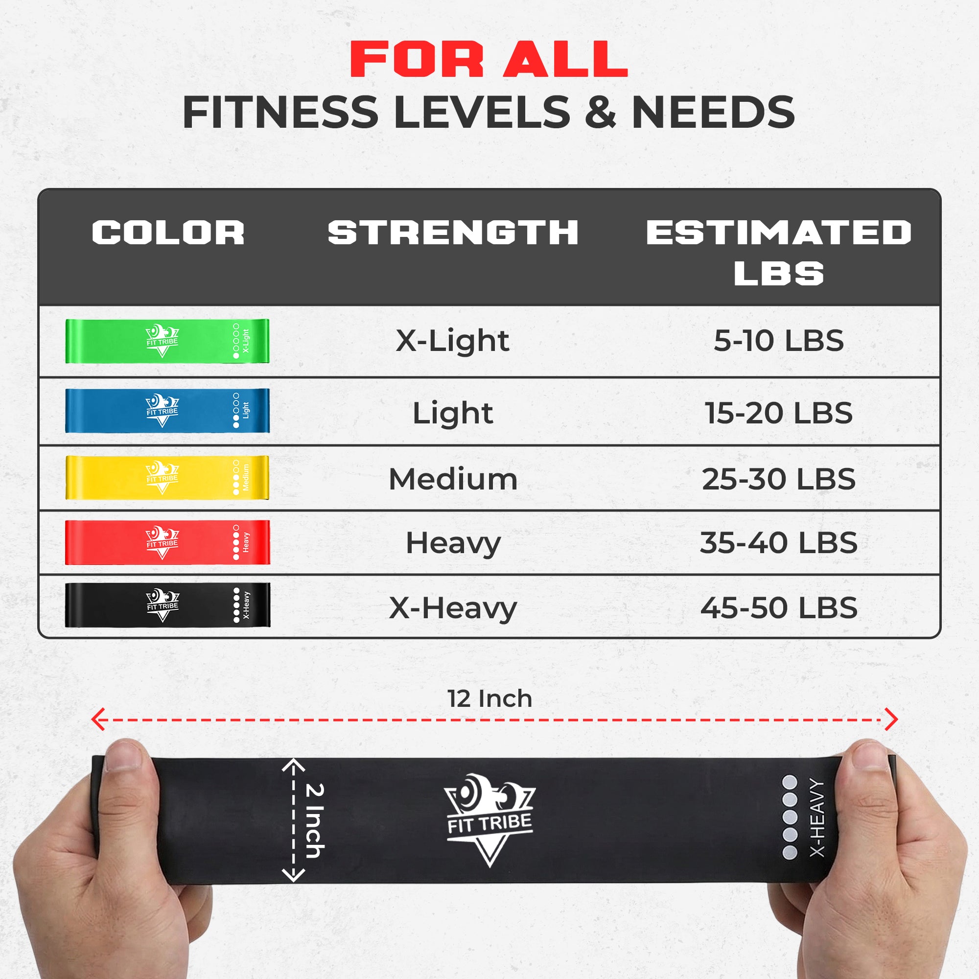 Resistance Bands Set of 5 for Men & Women, Multicolor Stretch Bands for Exercise, Home Gym, Strength Training, Yoga, Stretching, Cardio Workouts, and Physiotherapy Equipment