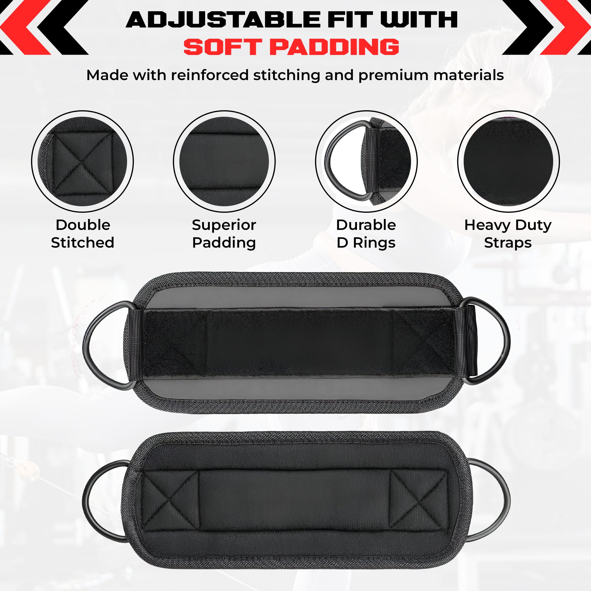 Ankle Straps for Resistance Training - Adjustable 310g Gym Straps for Cable Machines - Strengthen Glutes Hamstrings Thighs Calves - Workout Accessory for Men and Women