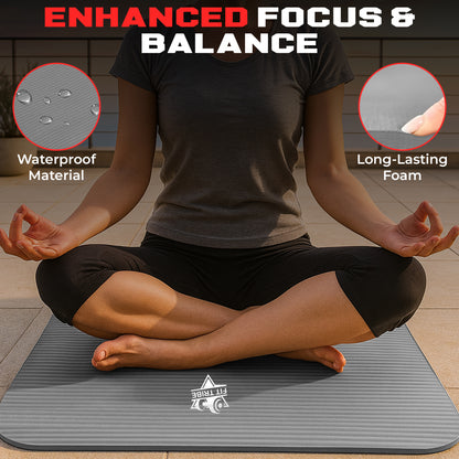Thick Foam Yoga Mat - Non Slip Exercise Mat for Men & Women - Portable Fitness Mat for Home, Gym, Pilates & Stretching - Lightweight, Durable & Sweat Resistant with Carry Strap