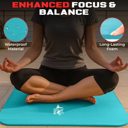 Thick Foam Yoga Mat - Non Slip Exercise Mat for Men & Women - Portable Fitness Mat for Home, Gym, Pilates & Stretching - Lightweight, Durable & Sweat Resistant with Carry Strap