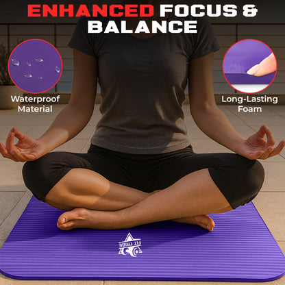 Thick Foam Yoga Mat - Non Slip Exercise Mat for Men & Women - Portable Fitness Mat for Home, Gym, Pilates & Stretching - Lightweight, Durable & Sweat Resistant with Carry Strap