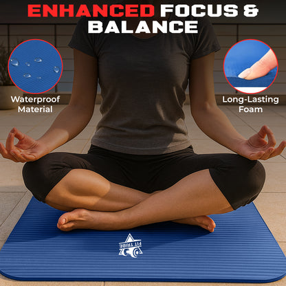 Thick Foam Yoga Mat - Non Slip Exercise Mat for Men & Women - Portable Fitness Mat for Home, Gym, Pilates & Stretching - Lightweight, Durable & Sweat Resistant with Carry Strap