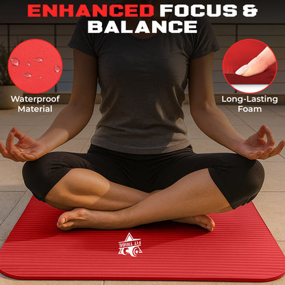 Thick Foam Yoga Mat - Non Slip Exercise Mat for Men & Women - Portable Fitness Mat for Home, Gym, Pilates & Stretching - Lightweight, Durable & Sweat Resistant with Carry Strap