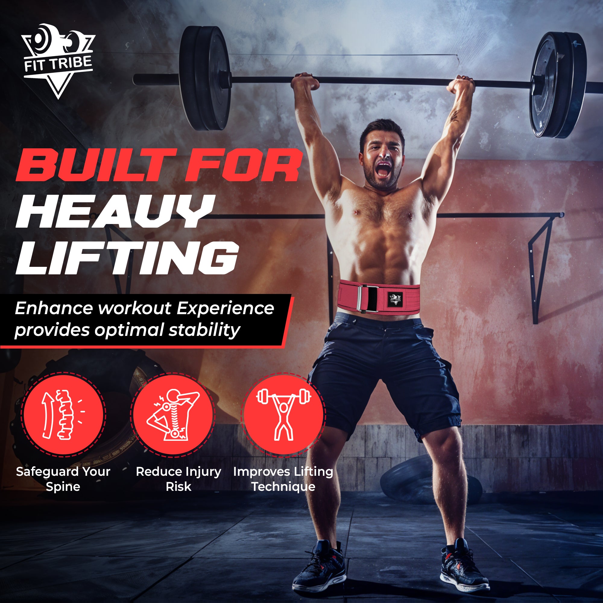Adjustable Gym Belt - Weight Lifting Belt for Men and Women - Durable Nylon Powerlifting Belt with Self Locking Mechanism for Safe Strength Training
