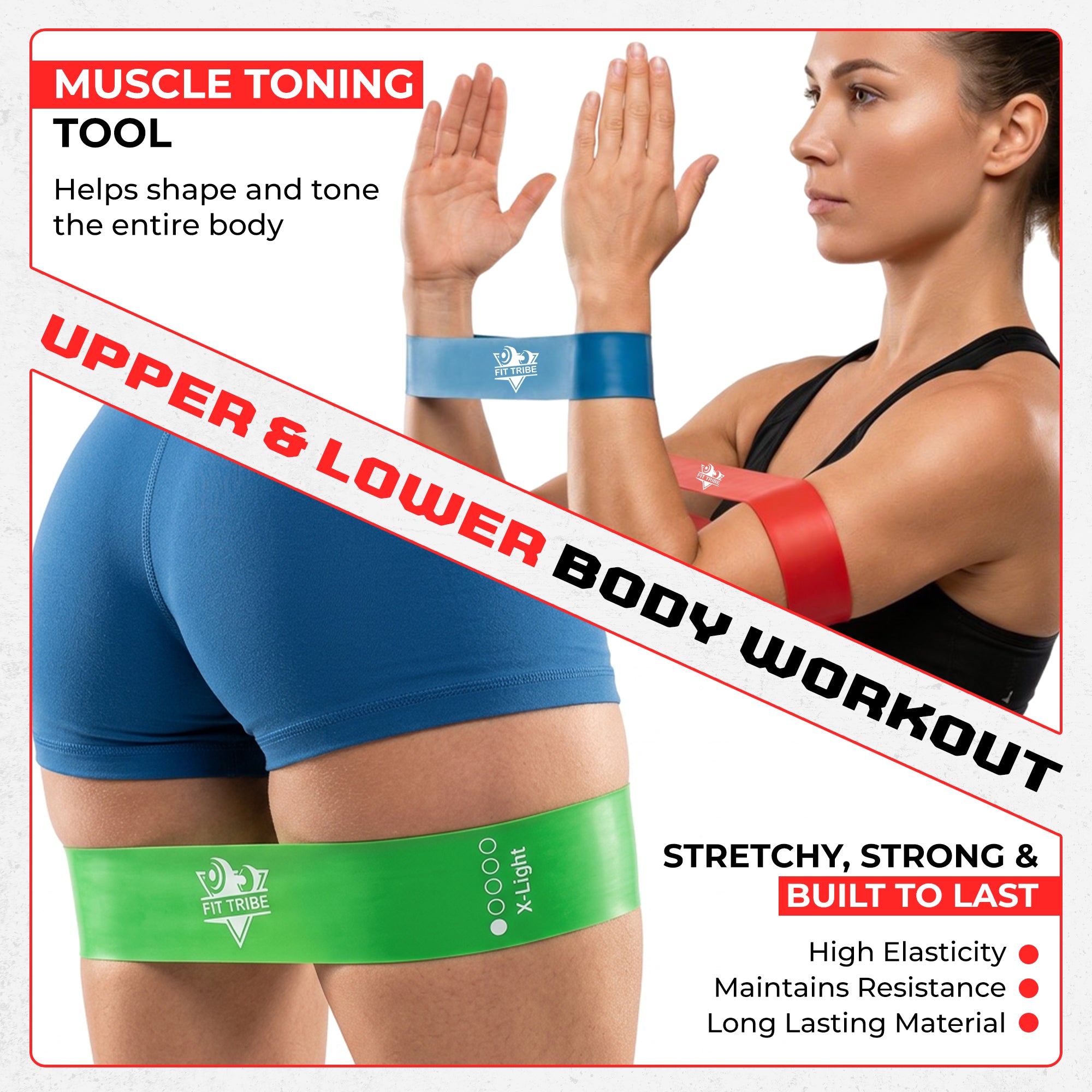 Resistance Bands Set of 5 for Men & Women, Multicolor Stretch Bands for Exercise, Home Gym, Strength Training, Yoga, Stretching, Cardio Workouts, and Physiotherapy Equipment