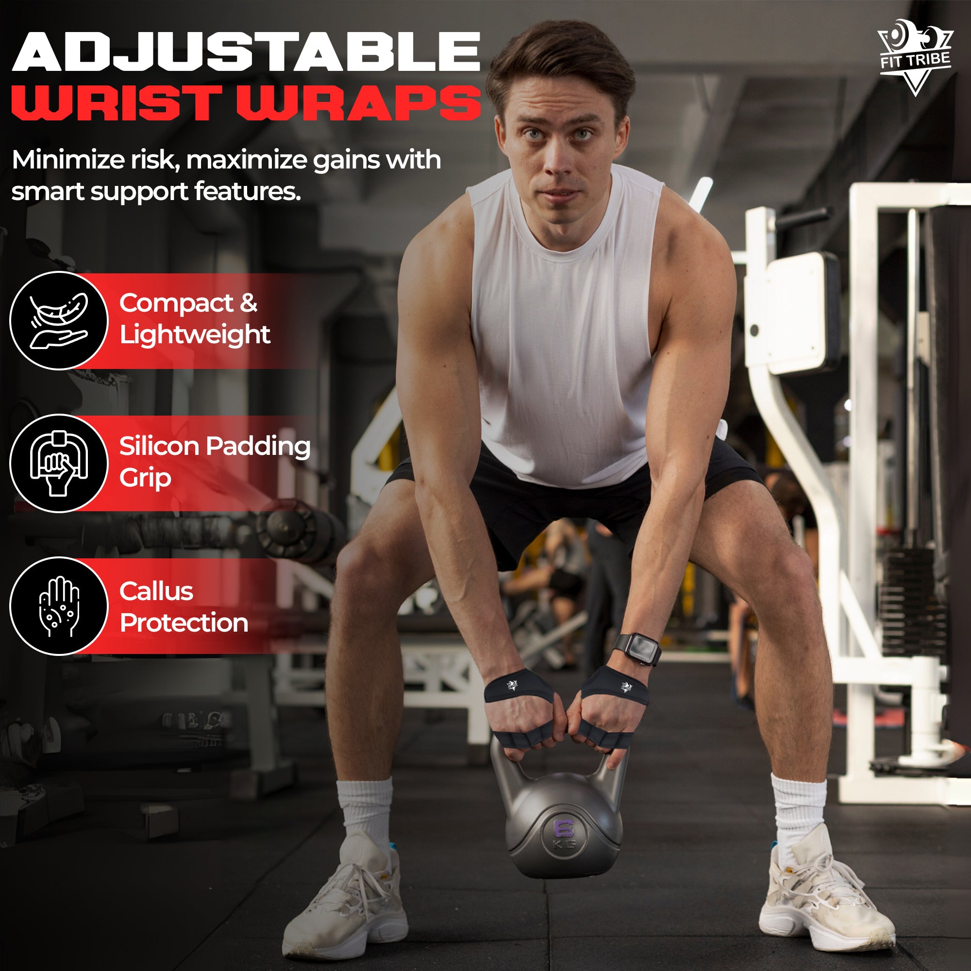 Weightlifting Gloves for Men & Women - Gym Gloves with Wrist Support, Breathable Fingerless Design & Anti-Slip Grip - Ideal for Fitness, Training, CrossFit & Home Workouts