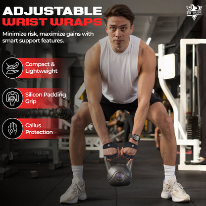 Weightlifting Gloves for Men & Women - Gym Gloves with Wrist Support, Breathable Fingerless Design & Anti-Slip Grip - Ideal for Fitness, Training, CrossFit & Home Workouts