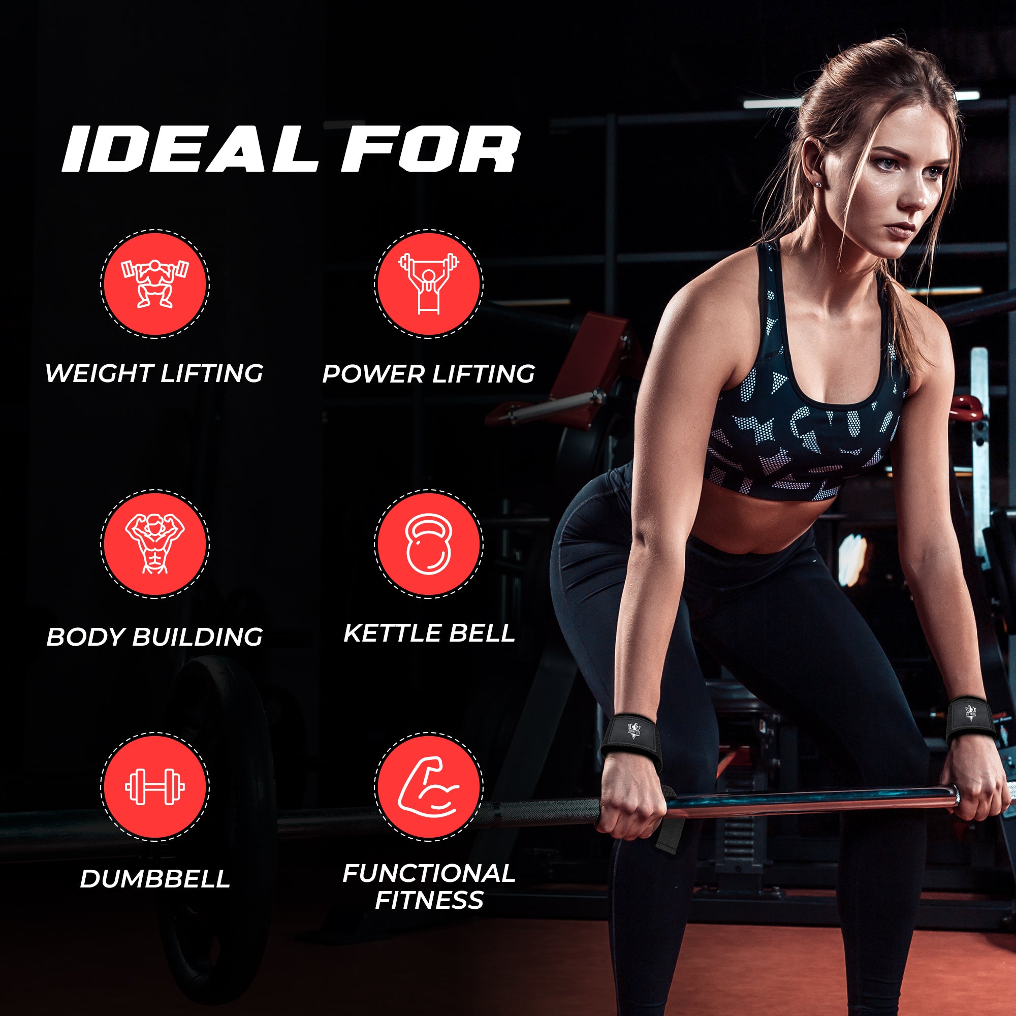 Neoprene Weight Lifting Straps for Men and Women - Adjustable Gym Wrist Support Straps for Powerlifting, Bodybuilding, Deadlifts, Shrugs, Rows - Durable Strength Training Accessories