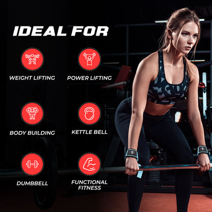 Neoprene Weight Lifting Straps for Men and Women - Adjustable Gym Wrist Support Straps for Powerlifting, Bodybuilding, Deadlifts, Shrugs, Rows - Durable Strength Training Accessories