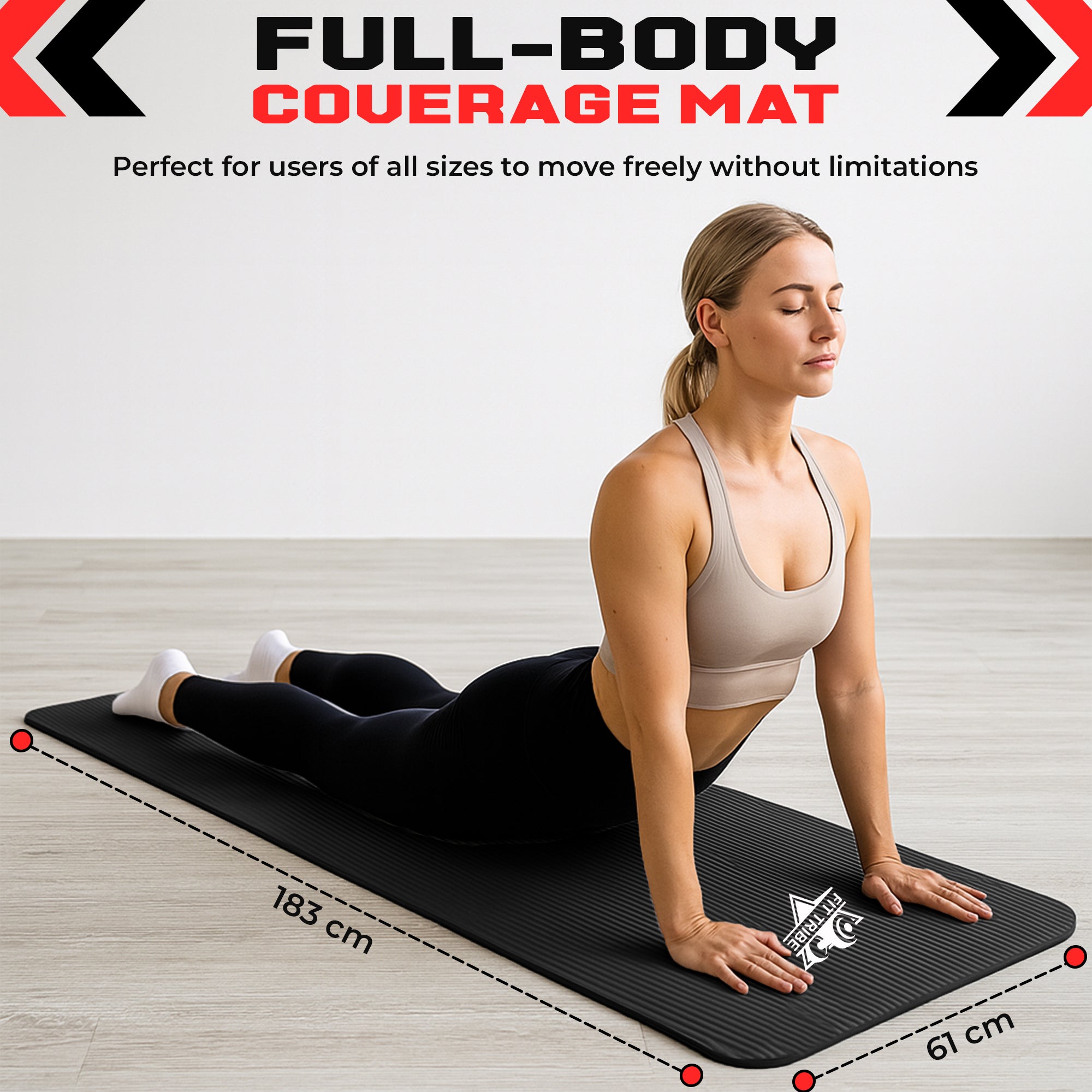Thick Foam Yoga Mat - Non Slip Exercise Mat for Men & Women - Portable Fitness Mat for Home, Gym, Pilates & Stretching - Lightweight, Durable & Sweat Resistant with Carry Strap