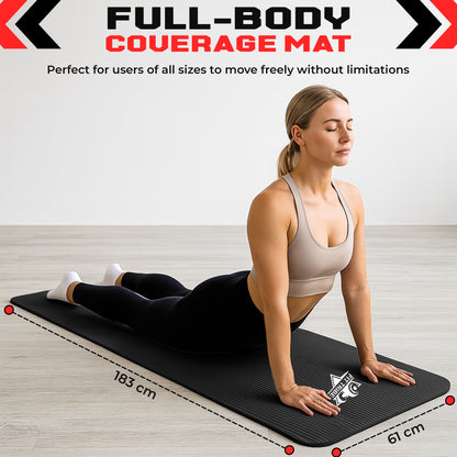 Thick Foam Yoga Mat - Non Slip Exercise Mat for Men & Women - Portable Fitness Mat for Home, Gym, Pilates & Stretching - Lightweight, Durable & Sweat Resistant with Carry Strap