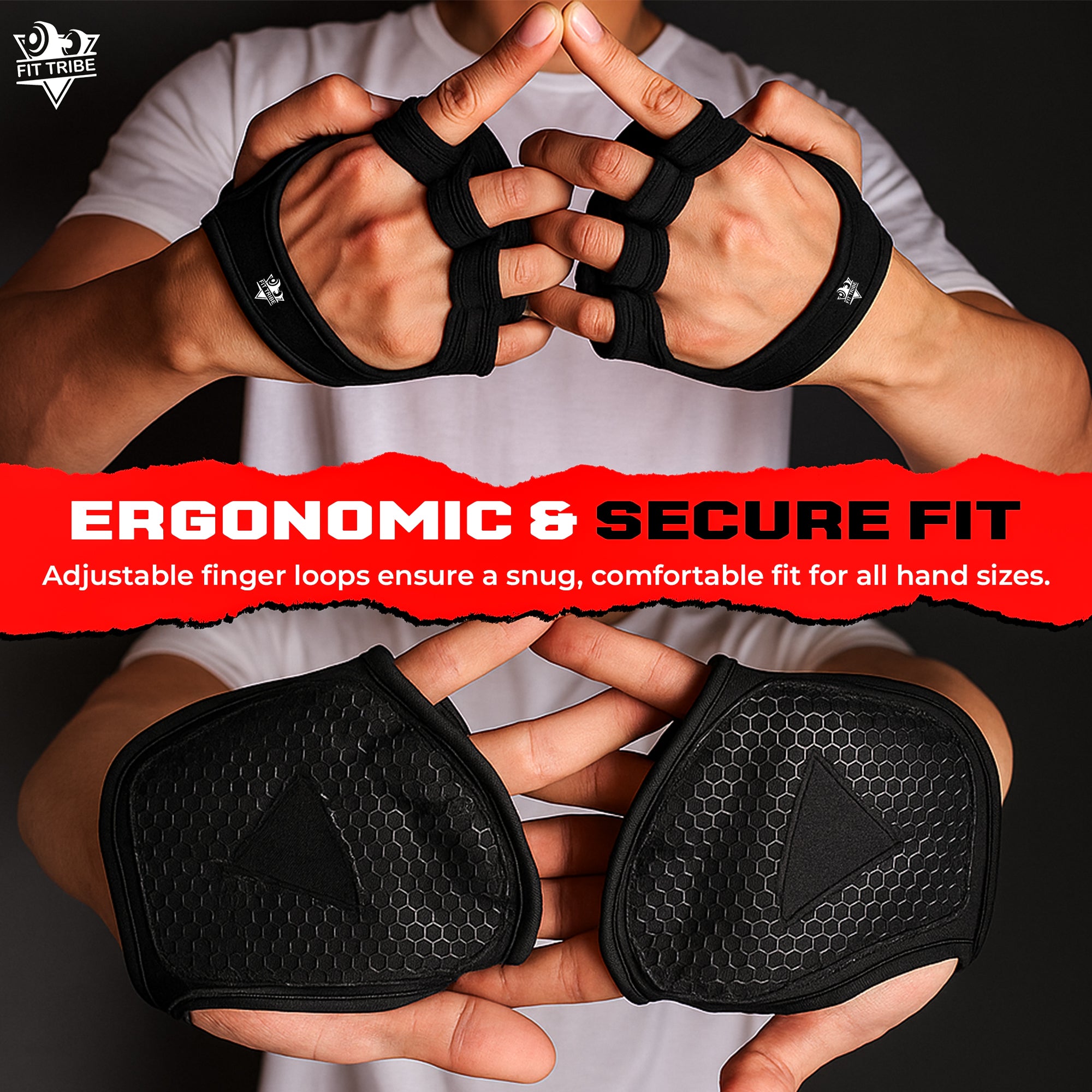Weightlifting Gloves for Men & Women - Gym Gloves with Wrist Support, Breathable Fingerless Design & Anti-Slip Grip - Ideal for Fitness, Training, CrossFit & Home Workouts