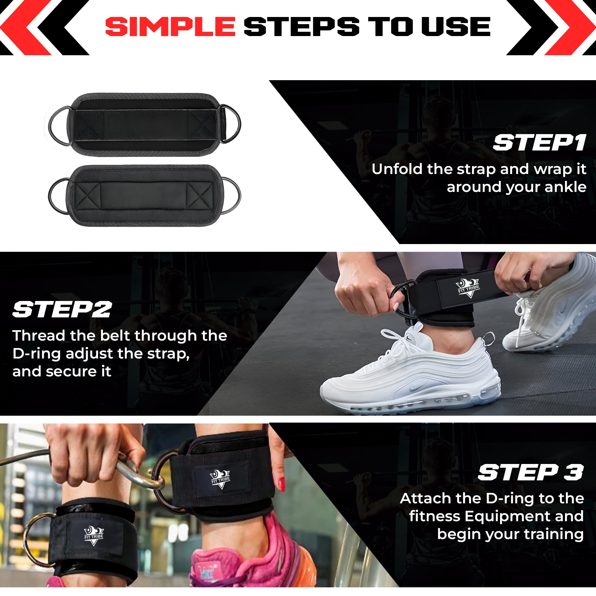 Ankle Straps for Resistance Training - Adjustable 310g Gym Straps for Cable Machines - Strengthen Glutes Hamstrings Thighs Calves - Workout Accessory for Men and Women