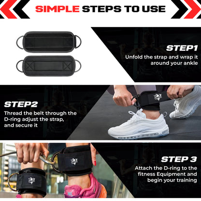 Ankle Straps for Resistance Training - Adjustable 310g Gym Straps for Cable Machines - Strengthen Glutes Hamstrings Thighs Calves - Workout Accessory for Men and Women