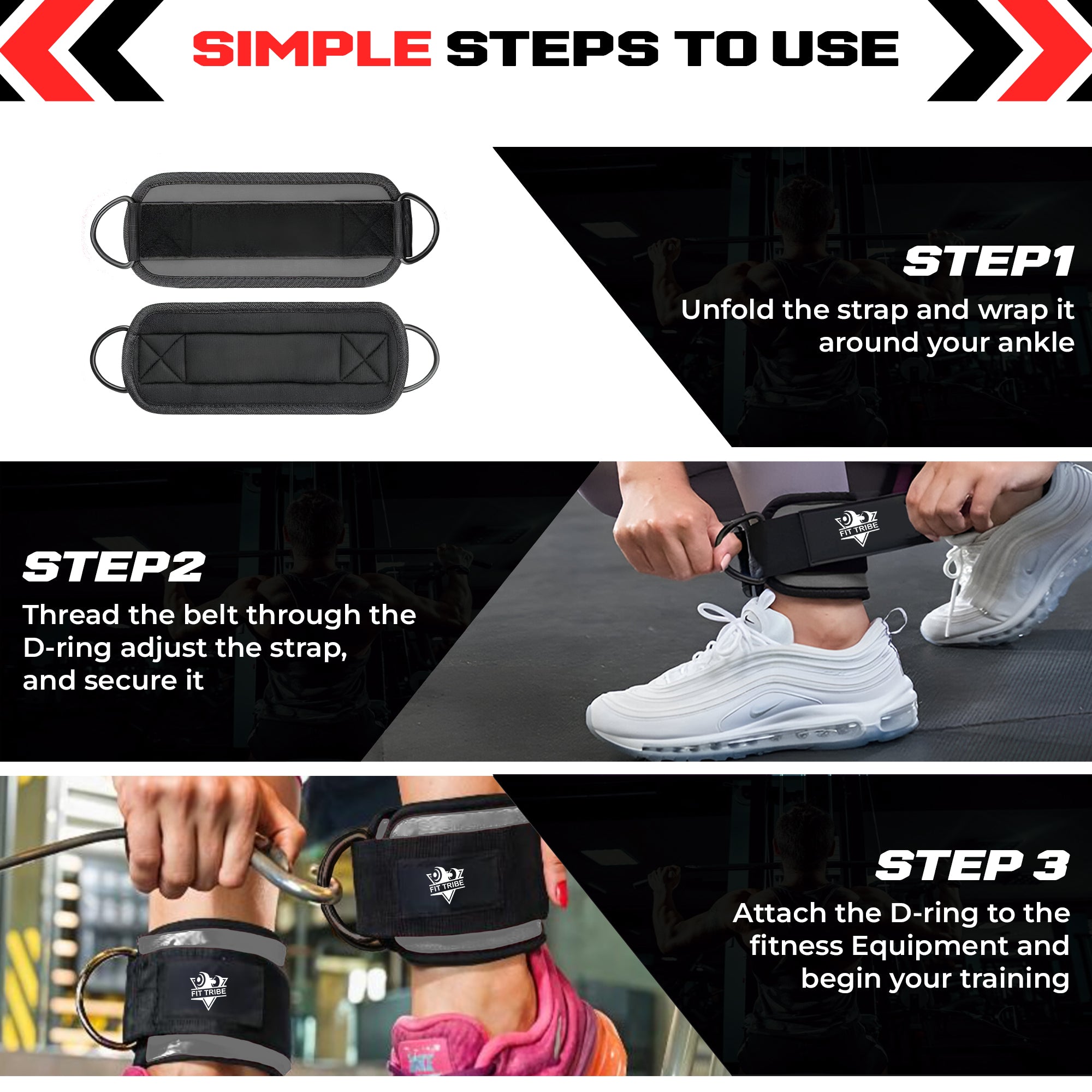 Ankle Straps for Resistance Training - Adjustable 310g Gym Straps for Cable Machines - Strengthen Glutes Hamstrings Thighs Calves - Workout Accessory for Men and Women