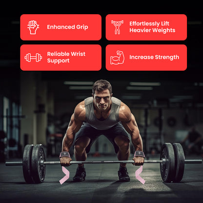 Neoprene Weight Lifting Straps for Men and Women - Adjustable Gym Wrist Support Straps for Powerlifting, Bodybuilding, Deadlifts, Shrugs, Rows - Durable Strength Training Accessories
